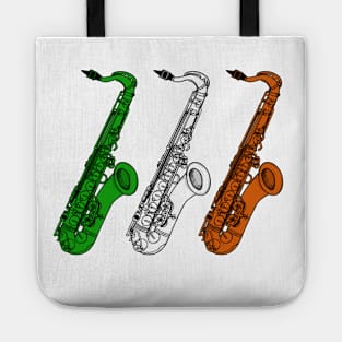 Saxophone Irish Flag Saxophonist Sax Player Ireland Tote