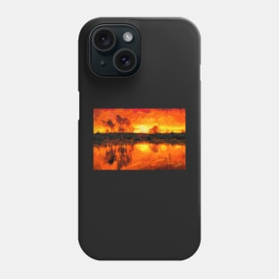 Red sunset on the coast Van Gogh Monet Cézanne Phone Case