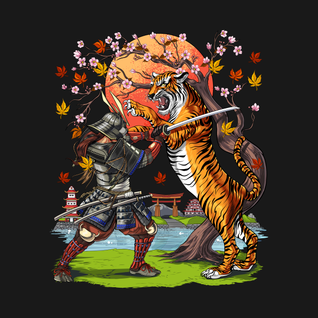Japanese Tiger Samurai Warrior - Samurai Warrior - T-Shirt