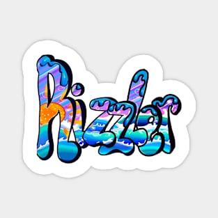 Rizzler graffiti urban street slang text with blue drips Magnet