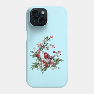 Cute bird perched on a pine branch Phone Case