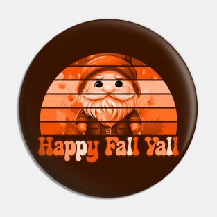 Groovy Happy Fall Gnome Vintage Sunset Retro Pin