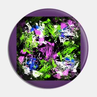 Purple, blue, green and white on black Pin