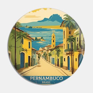 Pernambuco Brazil Vintage Tourism Travel Poster Pin