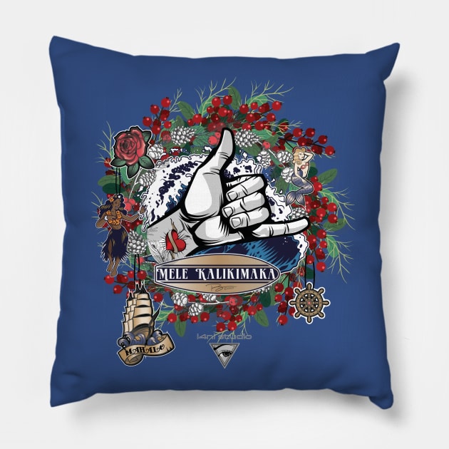 Mele Kalikimaka-(Merry Christmas) Pillow by i4ni Studio