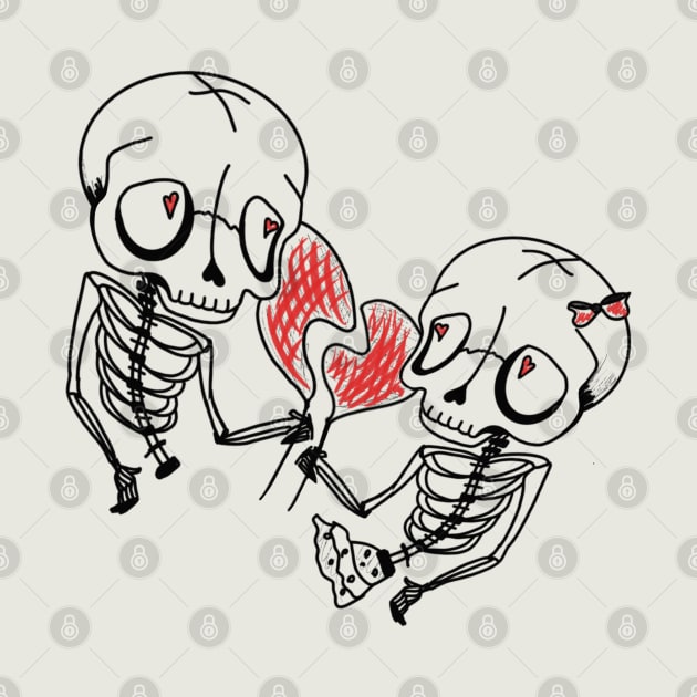 Skeleton Lovers Heart Love Art by Print Art Station