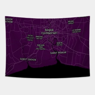 Bangkok deep purple map Tapestry