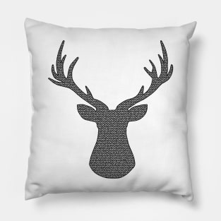 Deer - geometric pattern - black and white. Pillow