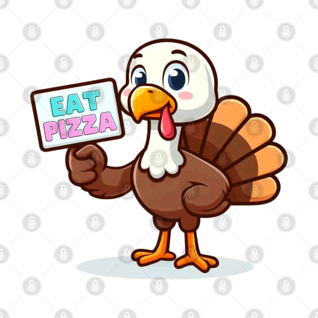 Thanksgiving Turkey Funny Eat Pizza Sign by Etopix