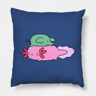 Little Elephant and Axolotl Pillow