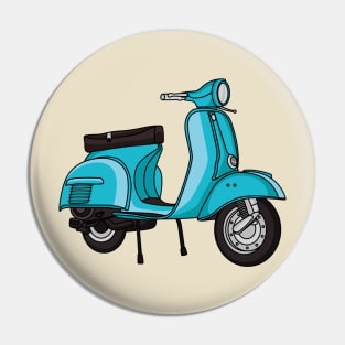 Cute moped motorcycle cartoon illustration Pin