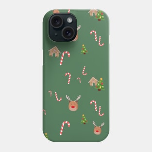 Christmas pattern reindeer gingerbread house tree Phone Case