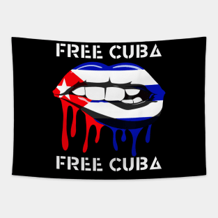 Cuba Flag and Lips Free Patria Cuban Pride y Vida Tapestry