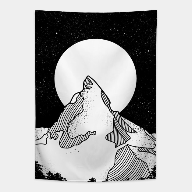 The Matterhorn black and white Tapestry by mailboxdisco