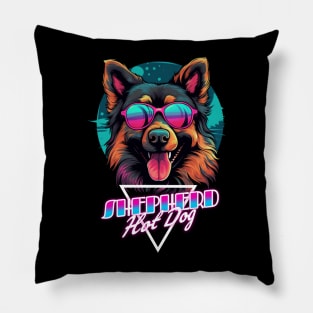 Retro Wave Shepherd Hot Dog Shirt Pillow