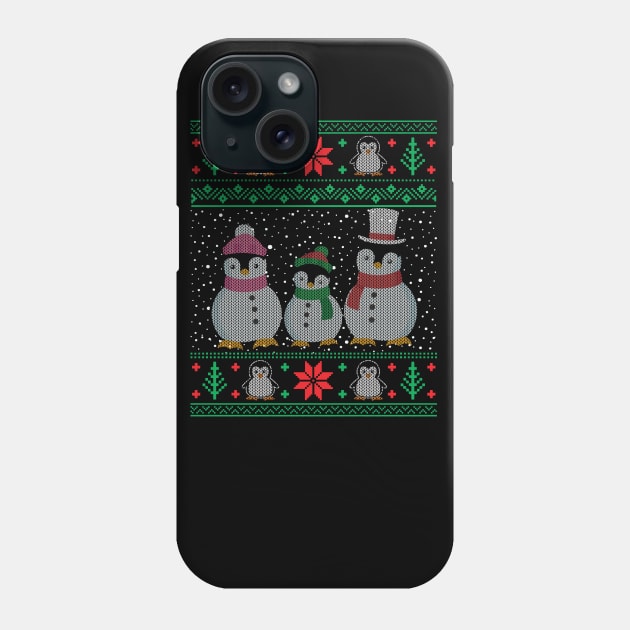 Funny Cute Penguin Lovers Snowman Xmas Ugly Christmas Sweater Phone Case by mrsmitful01