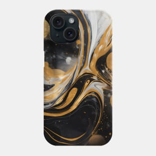 Abstract black, white and gold paint marble design pattern Phone Case