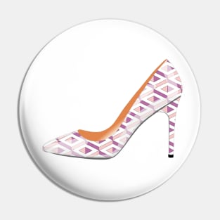 High heeled shoe in rose quartz and bodacious pink pattern Pin