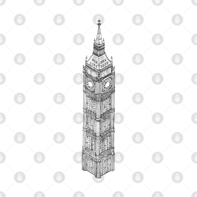 Big Ben - Hand Drawn Print by bertmango