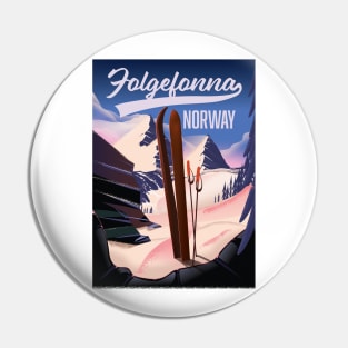 Folgefonna norway ski travel poster Pin