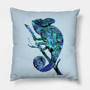 Blue Chameleon Pillow