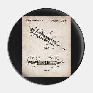 Medical Syringe Patent - Doctor Nurse Doctors Office Art - Antique Pin