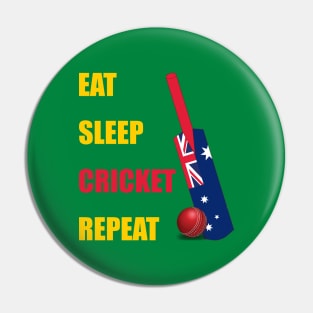 Eat Sleep Cricket Repeat Australia Flag Cricket Bat Pin