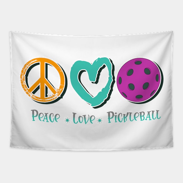 Peace Love Pickleball Tapestry by Amapola