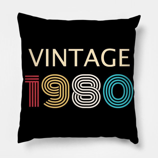 Vintage 1980 Birthday Pillow by Tshirt114