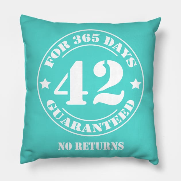 Birthday 42 for 365 Days Guaranteed Pillow by fumanigdesign