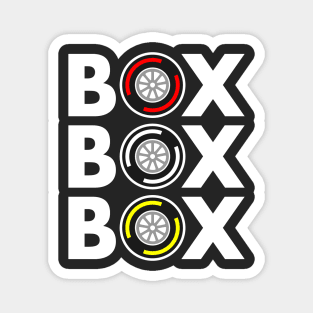 Box Box Box F1 Tyre Compound White Text Design Magnet