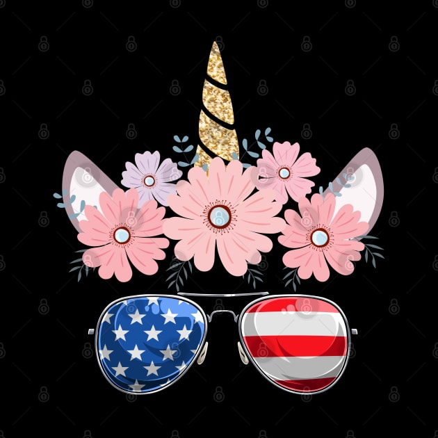 4th of July Patriotic Unicorn American Flag Girls by FabulousDesigns