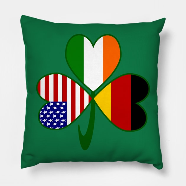 Germany Ireland USA Flags Shamrock Pillow by AuntieShoe