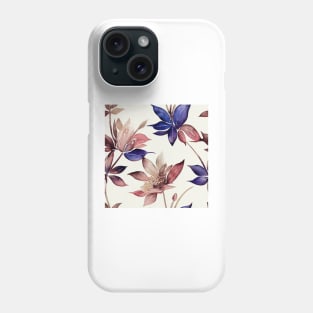 Floral Dusty Pink and Royal Blue Purple Watercolor Phone Case