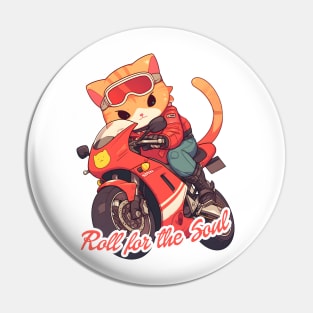 Cool cat riding motorbike Pin