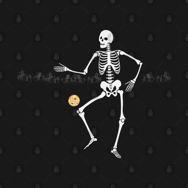 Skeleton Playing Sepak Takraw in Halloween Night by annarstica