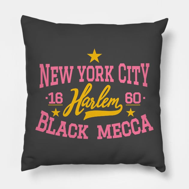 Black Mecca Harlem New York - Harlem Logo - Black Mecca Harlem Shirt Pillow by Boogosh