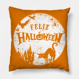 Feliz Halloween - grunge design Pillow