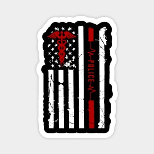 Police Heartbeat Flag American Magnet