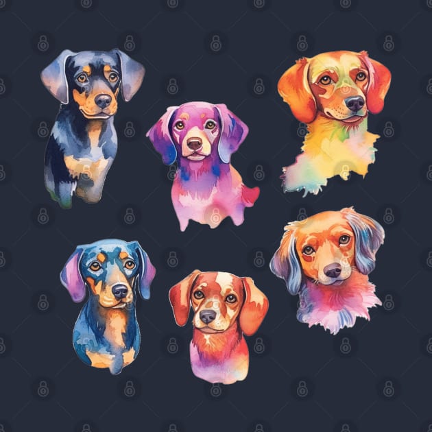 Watercolor Woofs: Vibrant Dog Sticker Pack by kbark