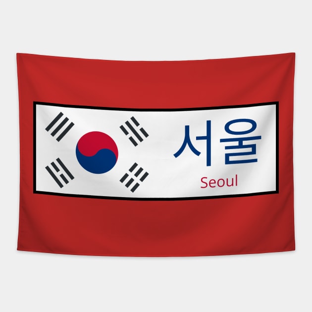 Seoul City in South Korean Flag written in Hangul Tapestry by aybe7elf