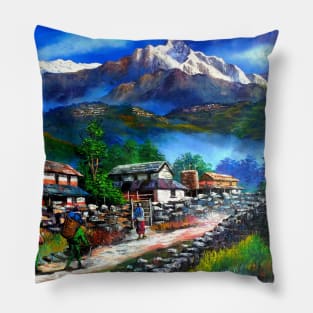 Panoramic View Of Everest Mountain Pillow