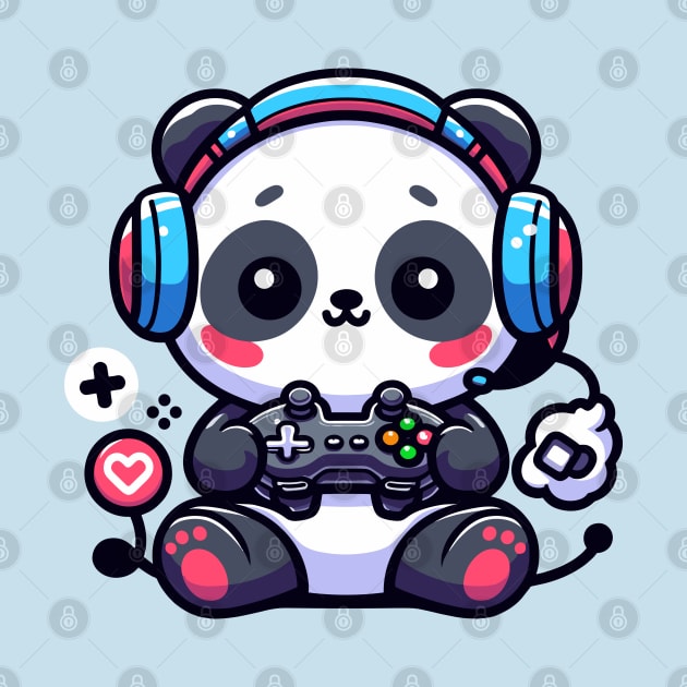 cute panda gaming by fikriamrullah