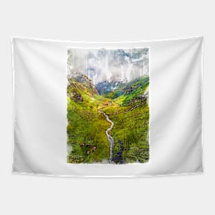 Foggy Aosta River Valley. For Foggy Forests & Mountain Lovers. Foggy mountain collection Tapestry