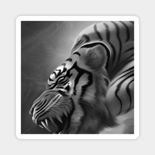 The Tiger Black and White Magnet