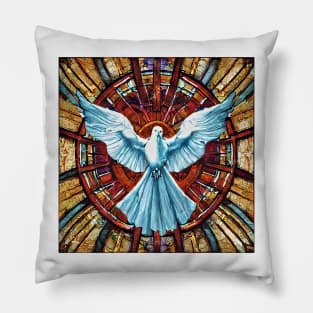 stained glass window in a church Pillow