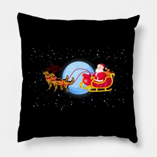 Santa Riding Golden Retriever Reindeer Pillow