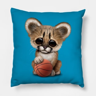 Cougar Cub Playing With Basketball Pillow