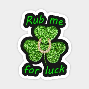 Funny Green Glitter Shamrock With A Horseshoe Magnet