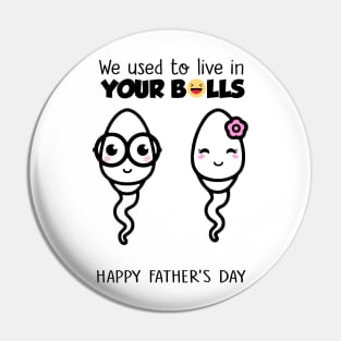 We Used To Live In Your Balls Happy Father's Day Pin